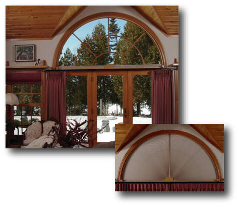 Moveable Arch Window Treatments for Half and Quarter Circle Arched Windows